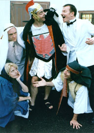 Lovable monster Wart (Angela Wilcox) worries J Team members Jane (Jude Salmon), Dudley (Neil Pugmire) and James (Fudge Fordyce) in The Adventures of the J Team
